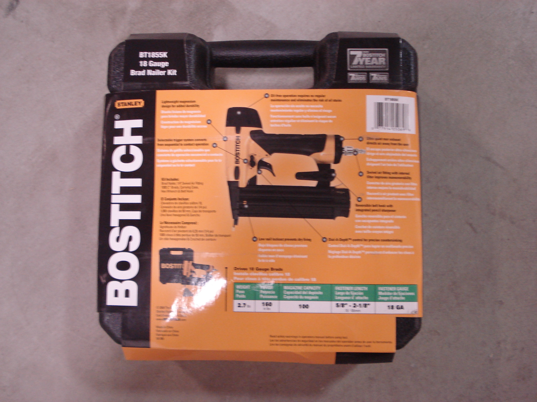 Stanley Bostitch BT1855K 18 Gauge Brad Nailer Kit 2